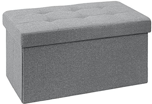 BRIAN & DANY Faltbarer sitzhocker Leinen Sitzbank mit Stauraum, Grau, 76 x 38 x 38cm