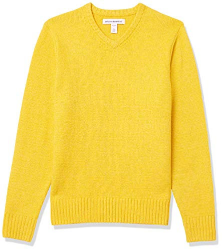 Amazon Essentials Men's Long-Sleeve Soft Touch V-Neck Jumper, Yellow, L
