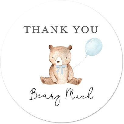 InvitationHouse Woodland Bär mit Ballon Thank You Beary Much Favor Sticker (40 Etiketten)