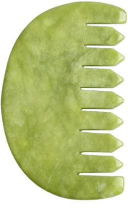 Gua Sha Jade Gesichtsroller mit natürlichem Puder, Kristall, breiter Zahnkopf, Grün