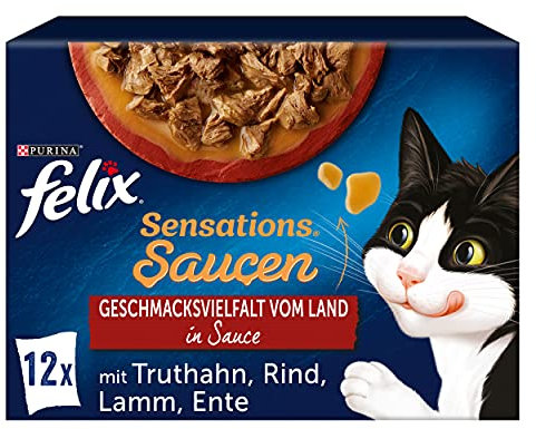 FELIX Sensations Saucen Katzenfutter nass, Sorten-Mix, 6er Pack (6 x 12 Beutel à 85g)
