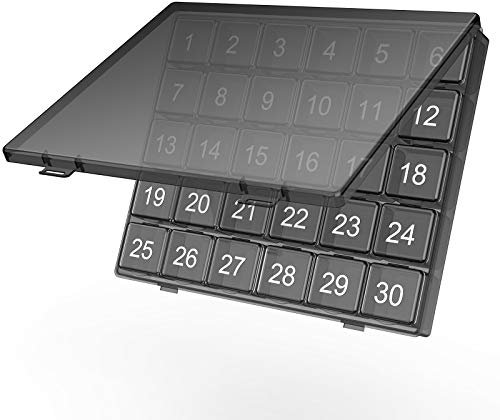 Monthly Pill Organiser Once a Day - 30 Day Pill Organiser Box - Easy to Open - Large Compartments Portable Case for Travel, Month Pill Cases Medicine Organiser (L) (Black)