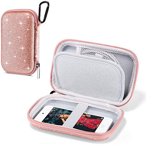 ULAK Coque Ranger et Protéger pour iPod Touch / Mp3 / Mp4 / Ecouteur/Clé/Câbles USB /, Nylon Etui Housse Rigide Protection avec Mousqueton Portable Antichoc Coque, Paillettes