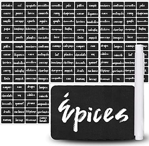 Inedit Etiquette Epices Autocollante Français - Etiquettes Bocaux – Lot de 140 Pièces + Stylo OFFERT