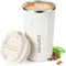 Insulated Coffee Cup, Senelux Double Walled Insulated Stainless Vacuum Coffee Travel Mug with Leakproof Flip for Keep Hot/Ice Coffee, Tea and Beer 18oz (510ml) Cream