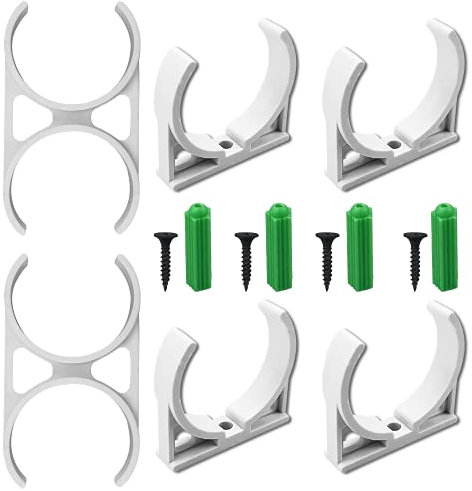 None-Branded 6Pcs Wall Mounting Clip Bracket Wall Mounting Bracket for Refrigerator Filters, Under Sink, and Water Coolers(4Pcs Single Clamps+ 2Pcs Double Clamps)with Screws