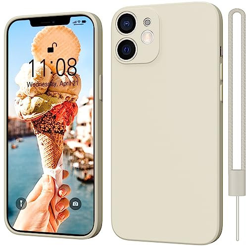 ORDA für iPhone 12 Mini Hülle Silikon Case, Handyhülle für iPhone 12 Mini Ultra Dünn Slim mit Microfiber, Kratzfeste Rundumschutz Case Schutzhülle Hülle für iPhone 12 Mini 5.4'' Beige