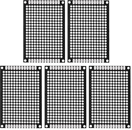 sourcing map PCB Placa Doble Cara Impreso Circuito Prototipos Placas Chapadas Pasante Agujeros para Bricolaje Soldadura Electrónicos Proyectos, 40mm x 60mm, Negro Paquete de 5