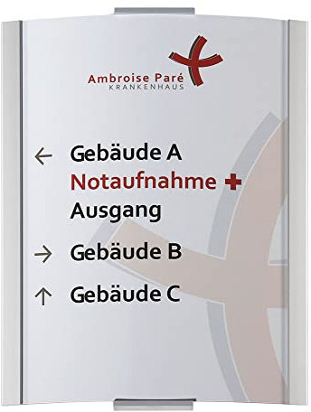 FRANKFURT Wandschild DIN A4 hoch | 297 x 230 mm | Aluminium silber | entspiegelte Abdeckung | einfache Montage zum Schrauben | Leitsystem | Türschild Büro | Büroschild