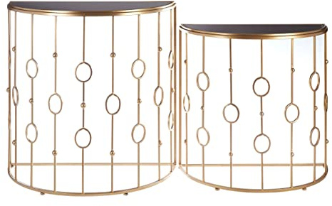 Premier Houseware Black Glass Top Art Deco Console Tables/Slim Hallway Console Tables/Luxe Design Hallway Table/Telephone Table/Art Deco Influence Hallway Table Dimensions W79 x D40 x H80cm.