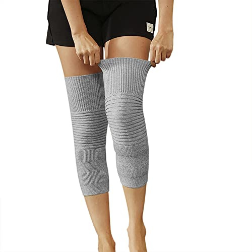 JIAHG Thermal Knit Knee Warmers for Arthritis & Cold Knees, Winter Warm Stretchy Knee Sleeves Night Sleep Knee Wrap Leg Warmer Soft Non-Slip Warming Knee Support Protectors for Men Women Elderly