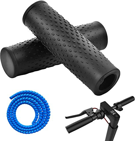 JNWYH 2 STK Scooter Griffe, Elektroroller Griff Silikon, rutschfest Lenker Hand Griff Roller Zubehör, für Xiaomi M365/M365 Pro/Pro 2/1S mit 1 Kabelschlauch