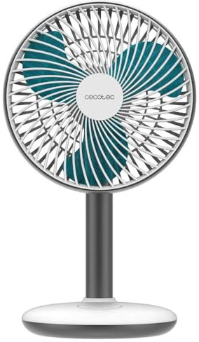Cecotec Ventilador de Sobremesa a Batería EnergySilence 4000 Portable Desk, 4000mAh, Gran Autonomía, 6 pulgadas, Panel táctil, 4 Velocidades, Inclinación ajustable, Blanco
