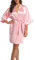Teemie Vestaglia Donna Kimono Sexy Accappatoi Notte In Raso Sposa Pigiama Scollo V Con Cintura Seta Camicia Vestaglie Corta Camicie Accappatoio Indumenti Elegante Casa Abito Nozze Festa Rosa L