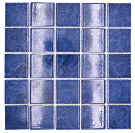 Keramik Mosaikfliese kobaltblau hellblau Schlieren Wand Fliesenspiegel Küche Dusche
