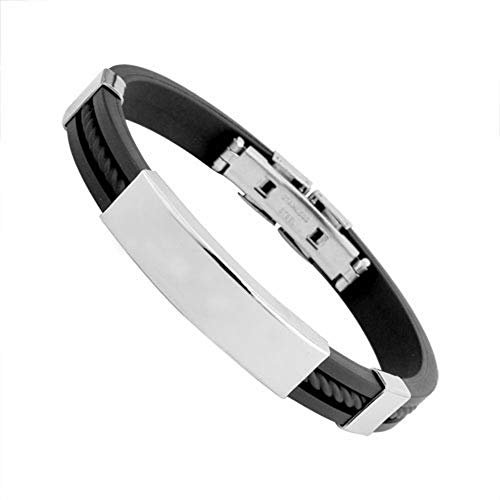 Générique Stockton - Bracciale in silicone, con catena da uomo, accessori regalo di Natale, colore: nero, San Valentino, compleanno, Praktisch und geschickt