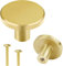 Vandicka 4 Pcs Solid Brass Knobs and Screws - Gold Cabinet Door Knobs & Drawer Pulls – Round Brass Handles for Kitchen Cupboard Dresser Wardrobe, 28 * 20 mm