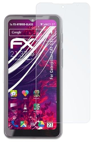atFoliX Glasfolie kompatibel mit Caterpillar CAT S75 Panzerfolie, 9H Hybrid-Glass FX Schutzpanzer Folie