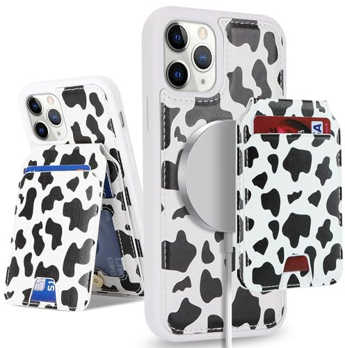SailorTech for iPhone 11 Pro Max case with Credit Card Holder mag Safe, for iPhone 11 Pro Max Phone Leather Case Wallet for Women Compatible mag Safe Wallet Detachable 2-in-1 for Men-Cow Print