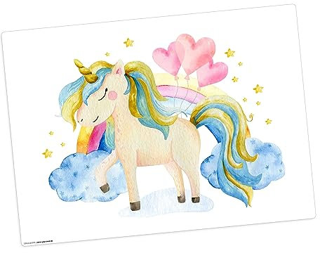 Tischset | Platzset abwaschbar – Einhorn in den Wolken – 44 x 32 cm – aus hochwertigem Vinyl