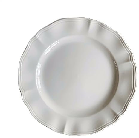 ARINAL Teller Reinweißer Speiseteller, rund, Vintage-Geschirr, Dessertteller, normaler Speiseteller, Suppenteller, Haushalt, Küche, Restaurant, Flacher Teller, Obsttablett Nudelplatte (Color : 9.6in)