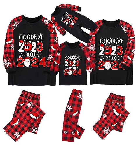 Passende Familien-Schlafanzüge mit langen Ärmeln und langer Hose für Weihnachten, Pyjama-Set für den Winter, Schneemann, Familie, Matching Nightwear für Papa, Mutter, Kinder, Schwarz , 12-18 Monate