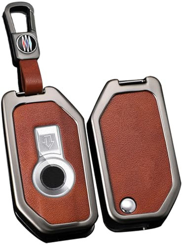 TECART Metallrahmen Motorrad-Schlüsselanhänger-Hülle, passend für BMW F850 GS R1200 GS LC R1250GS Leder Schlüsselzubehör, Kurzer Schlüsselanhänger, Braun