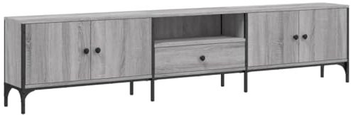 vidaXL Meuble TV à Tiroir, Armoire de Télévision avec Pieds et Portes, Meuble Télé avec Rangement Salon, Industriel, Sonoma Gris Bois d'Ingénierie