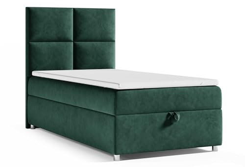 Best For Home - Trinity K-2 Boxspringbett 80x200 Single Bonellfederkern | Bett mit Matratze und Topper | Boxspringbett mit Bettkasten | Einzelbett mit Stauraum | Polsterbett - mit Lieferung