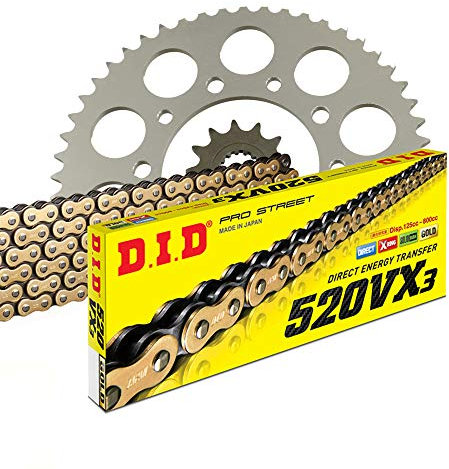 Kettensatz Kettenkit DID 520 VX3 kompatibel mit/passend für Honda VT 125 C2 Shadow JC29 Leistung offen 1999-2000