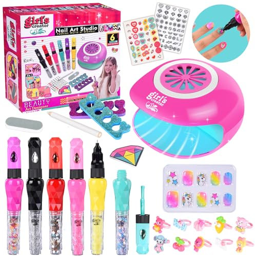 JONRRYIN Kit Unghie Bambina, Giocattoli Bambina Set, Unghie Set Manicure Gioco, Kit Gioco Per Unghie Bambina, Kit Smalto per Unghie per Ragazze 6 7 8 9 10 Anni, Gioco di Nail Art
