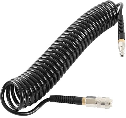 TECPO 2x Druckluft Spiralschlauch 6 Meter Druckluftschlauch Feder Luftschlauch Kompressorschlauch