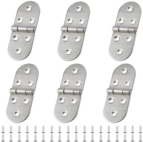 6 PCS Bisagras Plegables de Acero Inoxidable, Flip Bisagras de Borde Redondo Bisagras de Acero Inoxidable 270 Grados con Tornillos 80 x 31mm Robusto y Fácil de Instalar (Plateada)