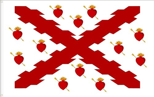 BANDERA DE TERCIOS DEL IMPERIO ESPAÑOL. BANDERA DE INFANTERIA (CORAZONES). S XVII. CALIDAD RASO PREMIUM. TAMAÑO GRANDE 150X90 CM.