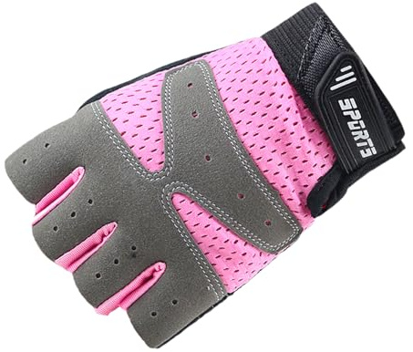Miokkley Girls Fingerless Bike Gloves, Sport Gloves for 5-12 Year Girls Monkey Bars Rock Climbing Gloves Cycling Biking Fishing (Pink, Small for 5-8 Y)