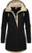 Ragwear Damen warme Teddyjacke lang Fleecemantel mit Kapuze Letti Teddy-Fleece YOUMODO Black Gr. S