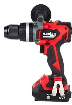 Cofan Taladro percutor y atornillador sin escobillas | 2 velocidades | 22+3 posiciones | Incluye Maletín, Batería Li-Ion de 20 Voltios y 2.0 Ah y Cargador Rápido