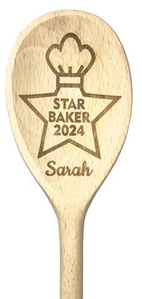 Personalised Star Baker Wooden Spoon, 30cm, 2024