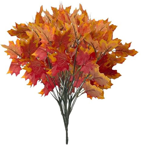 YSJCHEBS Ramo De Hojas De Arce Rojas Artificiales De 5 Piezas, Plantas Artificiales, Decoración De Interiores, Adornos, Decoración del Hogar De Otoño, Manualidades, Decoración De Fiestas
