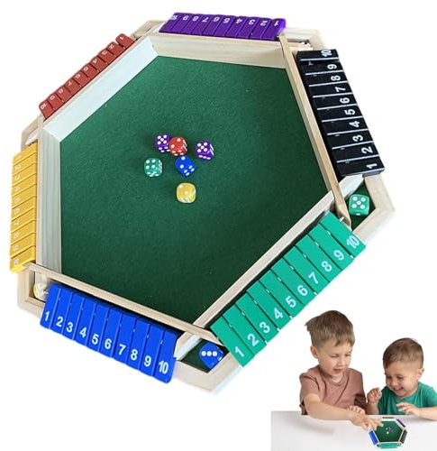 Shut The Box Würfelspiel – Würfelspiel Shut The Box für 6 Spieler, Shutterbox-Spiel aus Holz | Klassisches Tischspiel, wasserdicht, Pub-Brettspiel für Kinder, Erwachsene, Familie, Party am Ma