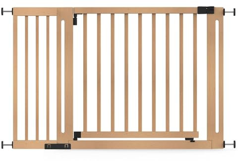 Safetots Wooden Elegance Gate, Natural, 125cm - 133cm, Pressure Fit Safety Gate, 73cm Extra Wide Doorway, Extra Wide Gate for Stairs, Hallways and Doors, Stylish Design Easy Installation