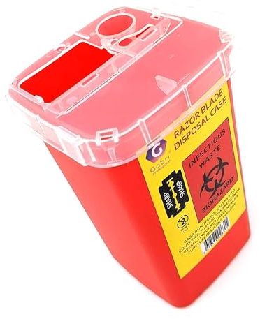 Gabri Razor Blade Bank - Safety Razor Blades Disposal Tin for - Used Double-Single Edge Safety Razor Blade Storagement - Disposable Razors for Professional Barber, Hairdresser, Salon (Red)