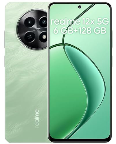 realme Smartphone 12x 5G 6+128 GB, Smartphone de 6,72 Pulgadas, Cámara AI de 50 MP, Dual Standby 5G, Pantalla de 120 Hz, Batería de 5000 mAh, Procesador Dimensity 6100+, Verde (sin Adaptador)