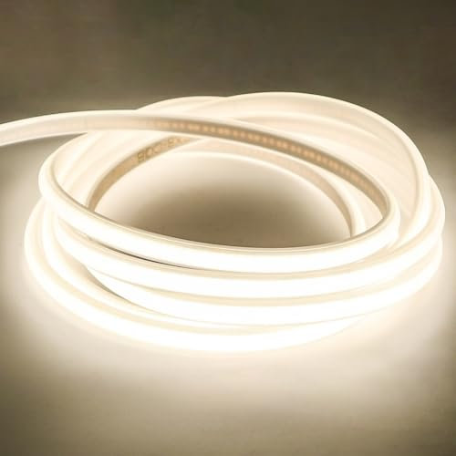 pcning 10 Meter LED Flexibel Strip Light Wasserdicht AC 220V 230V mit Schalter 4000K Weiss, 10M Outdoor Indoor IP67 LED Streifen (Weiß, 10M)