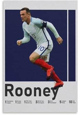 QZFNCOYU Wayne Rooney Kunstposter auf Leinwand, englischer Fußballer, Schlafzimmer, Dekoration, Landschaft, Büro, Raumdekoration, Geschenk, 20 x 30 cm