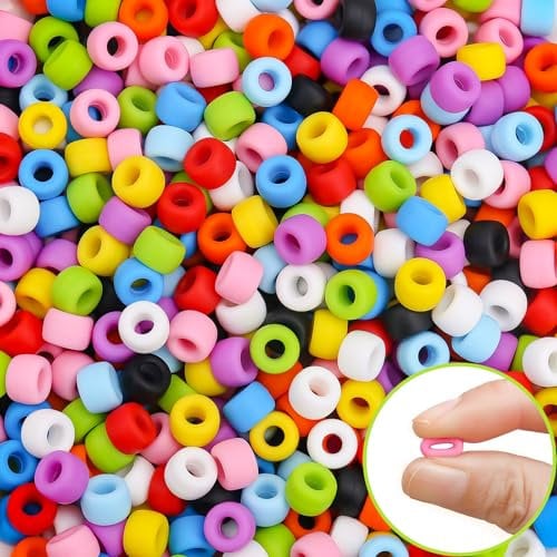 AUREHEN 300PCs Silicone Pony Beads 6 * 9mm Silicone Kandi Beads for Bracelet Making, Mixed Colors Soft Focal Bead for Hair Braiding, Pens, DIY Crafts, Key Chains Decor(禁止刷单)
