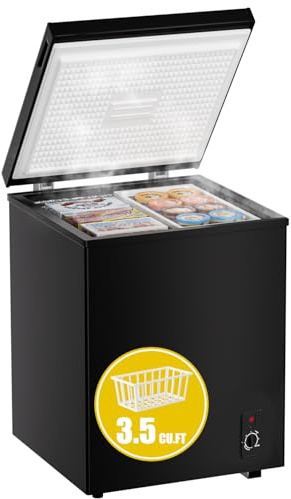 Bodacious - 3.5 Cubic Chest Freezer - Compact Low Consumption Quiet Small Deep Freezer with Adjustable Temperature for Apartments and RVs