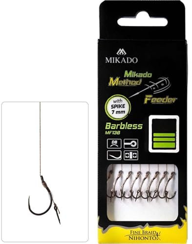 8 x Mikado Method Feeder BARBLESS Haken Rig `s mit Spike Nadel Schonhaken von Größe 4 bis 12 erhältlich (#8/0,23mm)