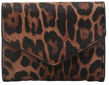 Portefeuille imprimé léopard – Porte-monnaie pour femme, porte-monnaie en cuir PU, cadeau imprimé léopard, portefeuille animal, porte-cartes de téléphone, pochette mince en cuir mignon à deux volets