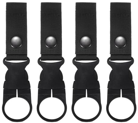 M METERXITY 4-Pack Water Bottle Clips, 5.5 Portable Water Bottle Ring Holder Hanging Buckle Clip for Backpack Belt, Nylon Webbing Strap for Outdoor/Hiking/Mountaineering [Black]